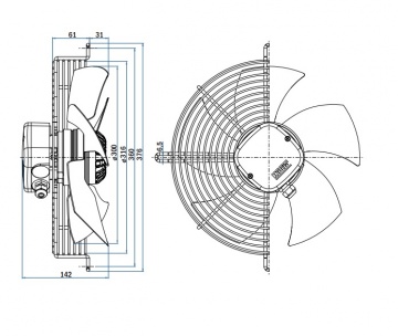 Hidria axial fan R09R-3030HP-4M-2543 (300 mm)